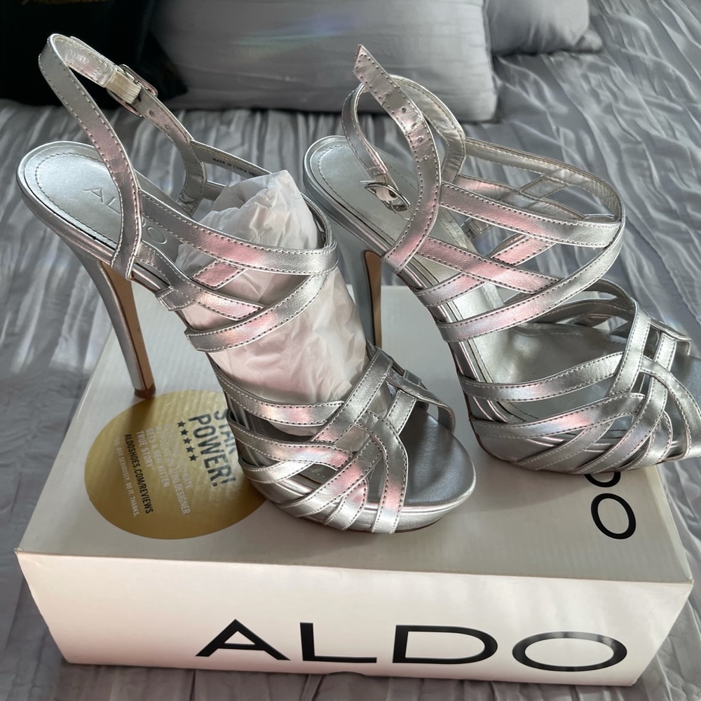 Also Silver Strappy Heels -Size 40